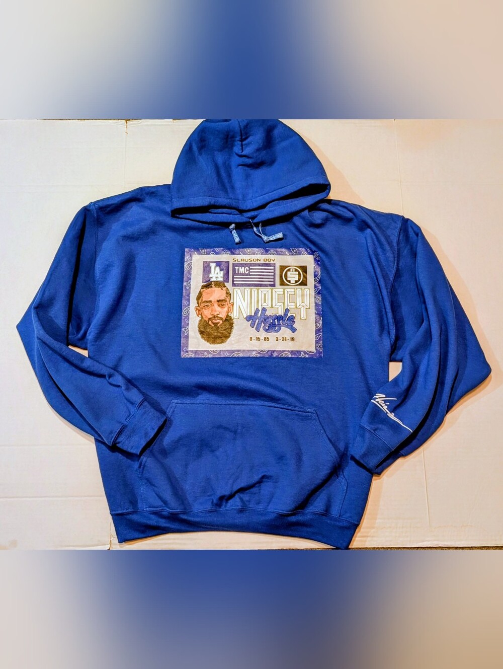 Nipsey Hussle Blue Hoodie Pullover | Mens XXL